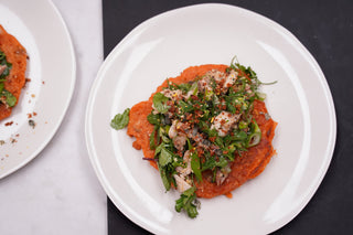 korean kimchi pancake with mackerel salad