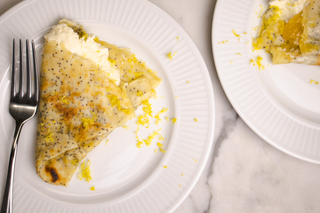Poppy Seed Pancakes with Lemon Curd & Mascarpone