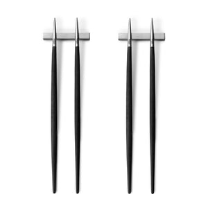 Cutipol Goa Chopsticks 2 Pairs / Boxed / Black & Stainless Steel *