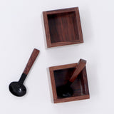 Sarah Petherick Rosewood Salt / Pepper Box with Miniature Oval Spoon /  Set of 2 *