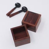 Sarah Petherick Rosewood Salt / Pepper Box with Miniature Oval Spoon /  Set of 2 *