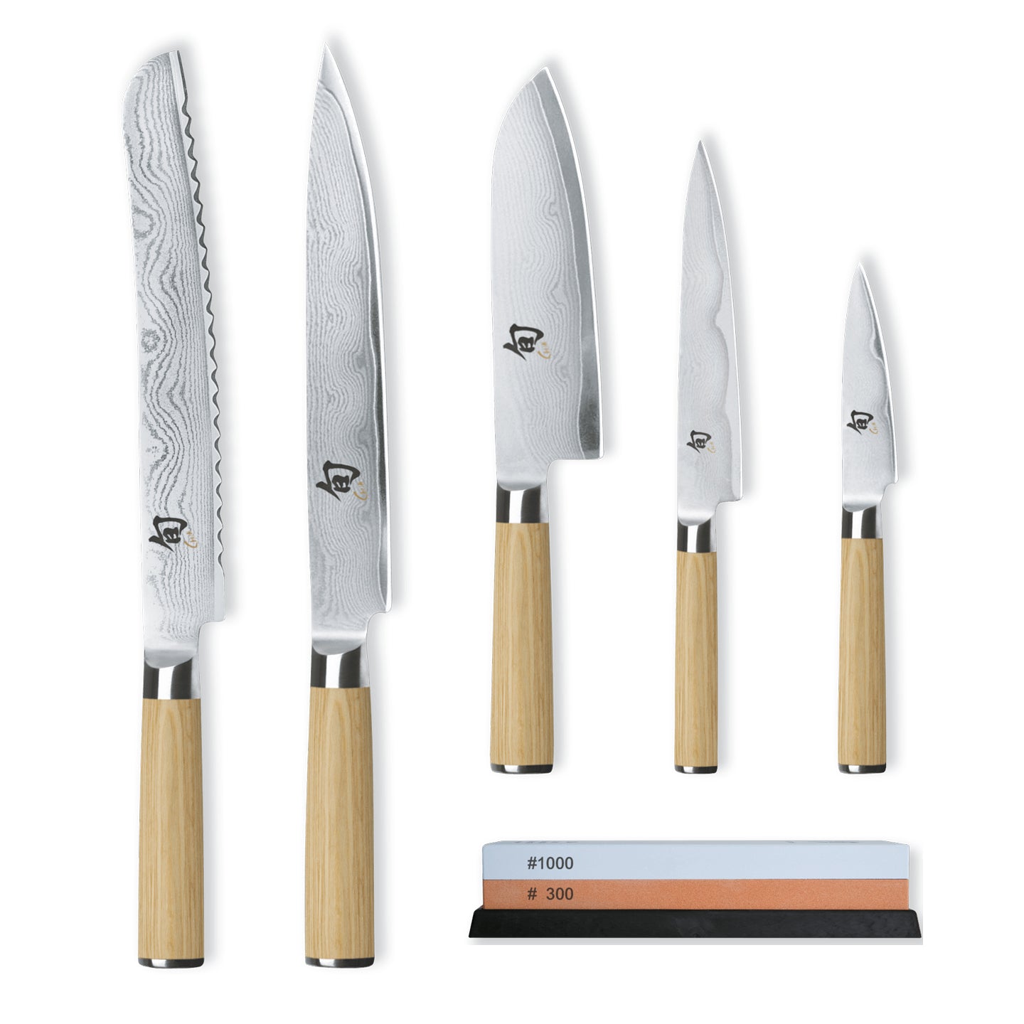 Kai White 5 Knife and Whetstone Set Borough Kitchen