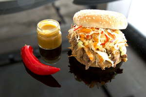 Scott's South Carolina Pulled Pork Burgers with Gold Sauce