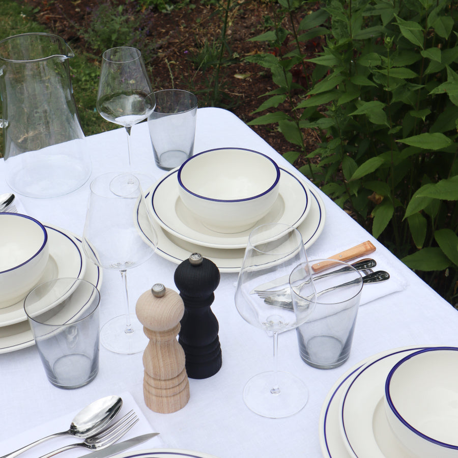 John Julian Classical Porcelain Cobalt Blue Line 16 Piece Dinner Set