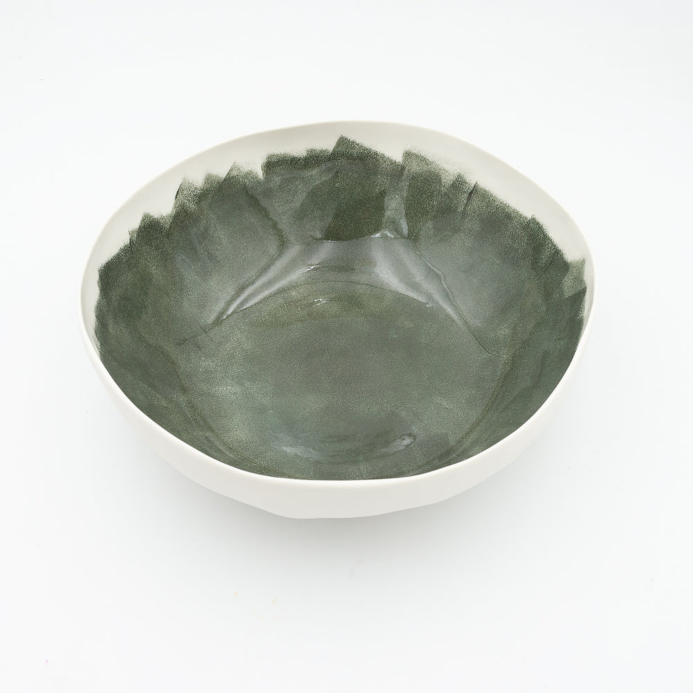 Bertozzi Brushed Bowl / Porcelain / 25cm / Dark Green