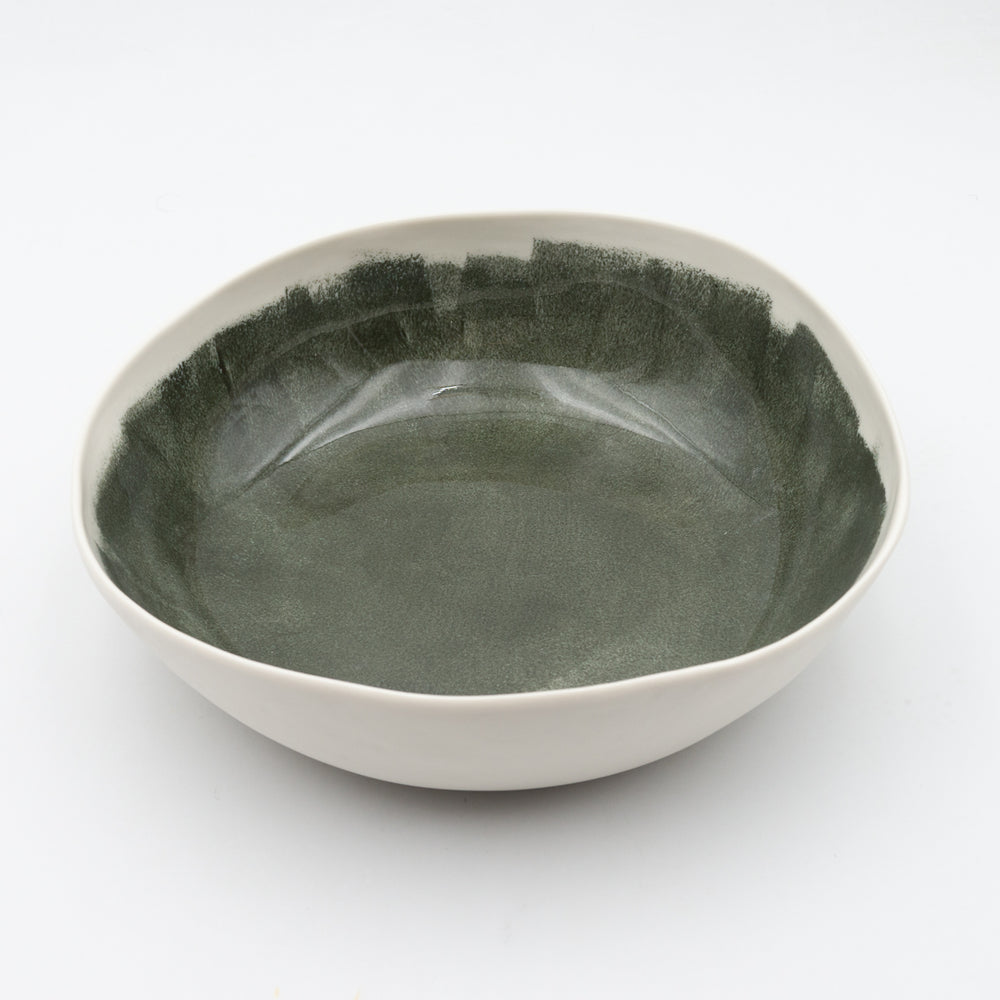 Bertozzi Brushed Bowl / Porcelain / 30cm / Dark Green