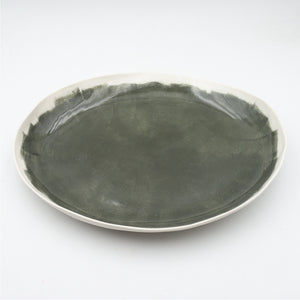 Bertozzi Brushed Oval Platter / Porcelain / 40x30cm / Dark Green
