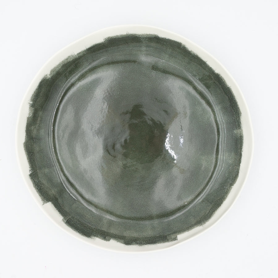 Bertozzi Brushed Round Platter / Porcelain / 35x6cm / Dark Green