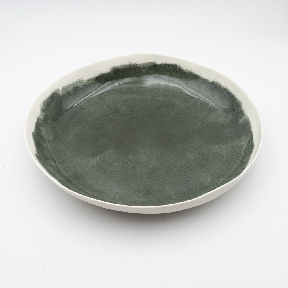 Bertozzi Brushed Round Platter / Porcelain / 35x6cm / Dark Green