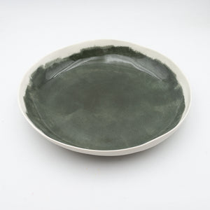 Bertozzi Brushed Round Platter / Porcelain / 35x6cm / Dark Green