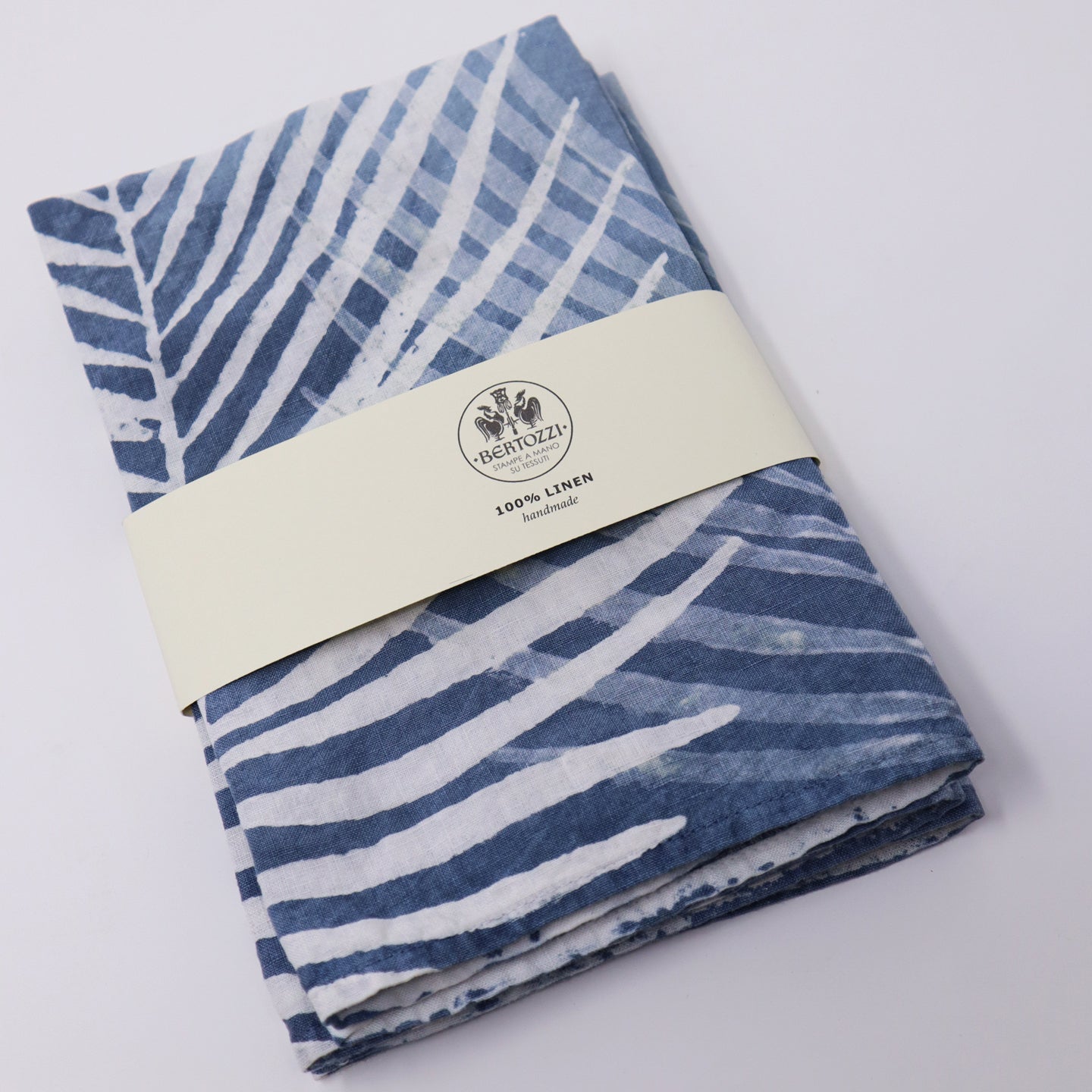 Bertozzi Linen Napkin 45x45cm / Pack of 4 / Palm/Light Blue Base *