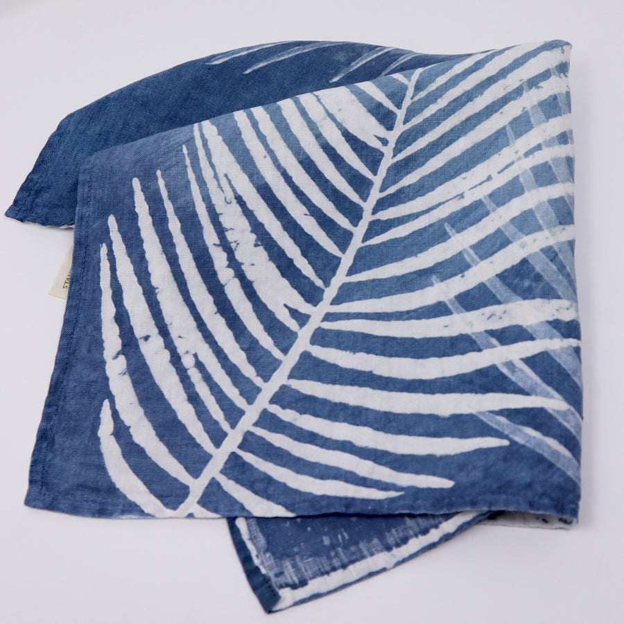 Bertozzi Linen Napkin 45x45cm / Pack of 4 / Palm/Light Blue Base *