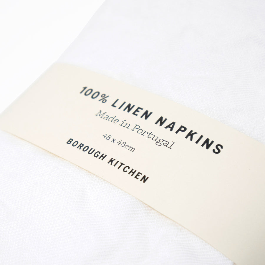 Borough Kitchen Linen Napkins / Set of 4 / 48x48cm / White