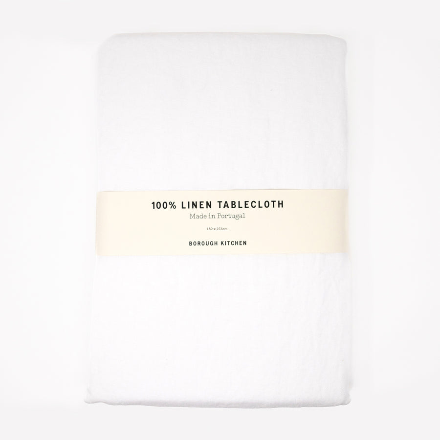 Borough Kitchen Linen Tablecloth / White