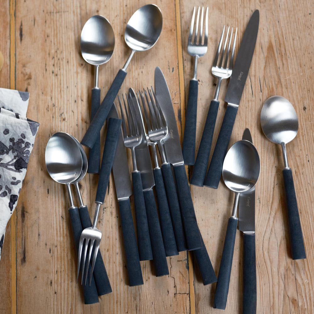 Cutipol Ebony 75 Piece Cutlery Set / Black and Stainless Steel with Canteen *