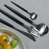 Cutipol Goa 75 Piece Cutlery Set / Black & Stainless Steel