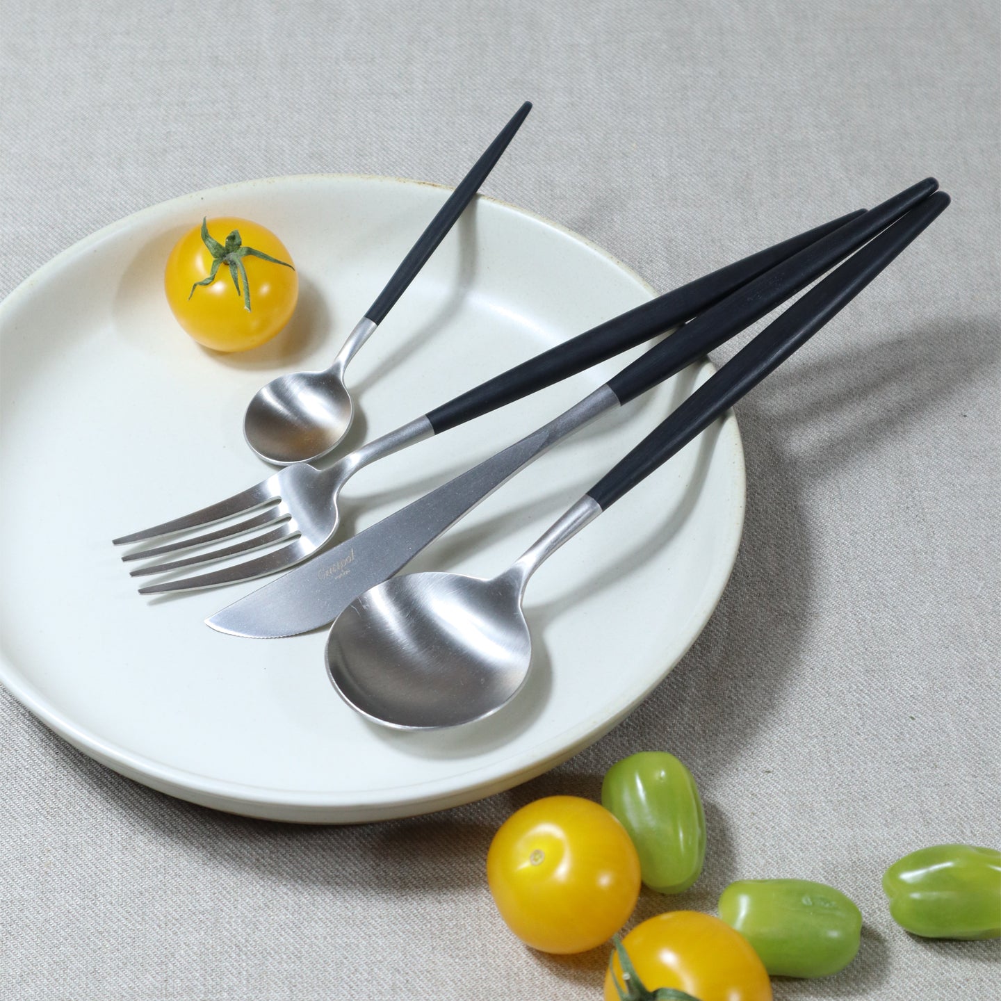 Cutipol Goa 75 Piece Cutlery Set / Black & Stainless Steel