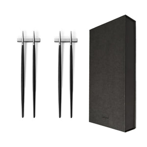 Cutipol Goa Chopsticks 2 Pairs / Boxed / Black & Stainless Steel