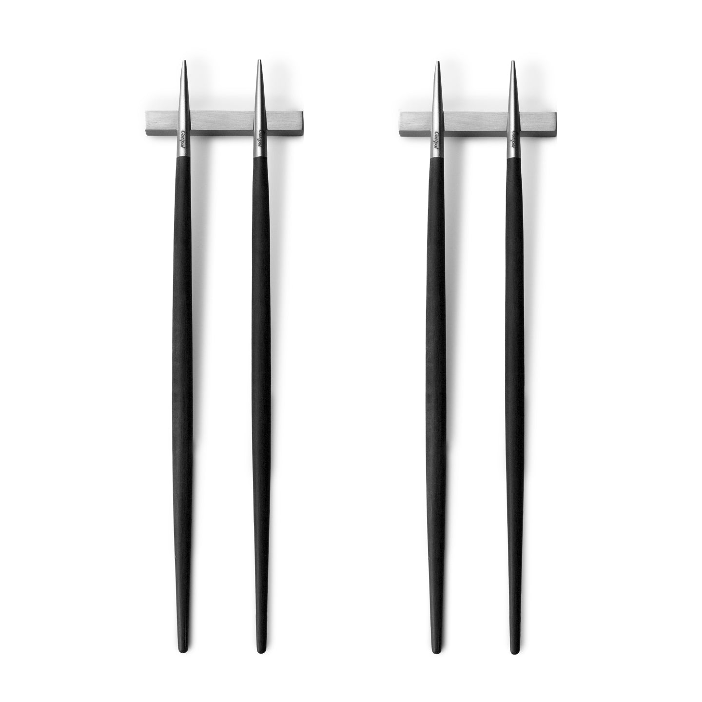 Cutipol Goa Chopsticks 2 Pairs / Boxed / Black & Stainless Steel *