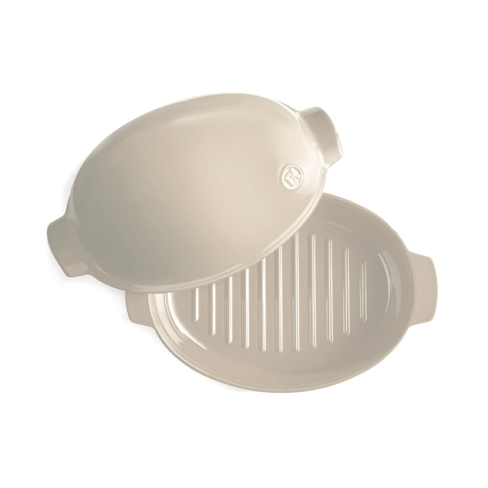 Emile Henry Ceramic Chicken Roaster with Lid / Clay
