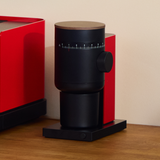 Fellow Opus 2 Conical Burr Coffee Grinder / Cherry Red & Walnut