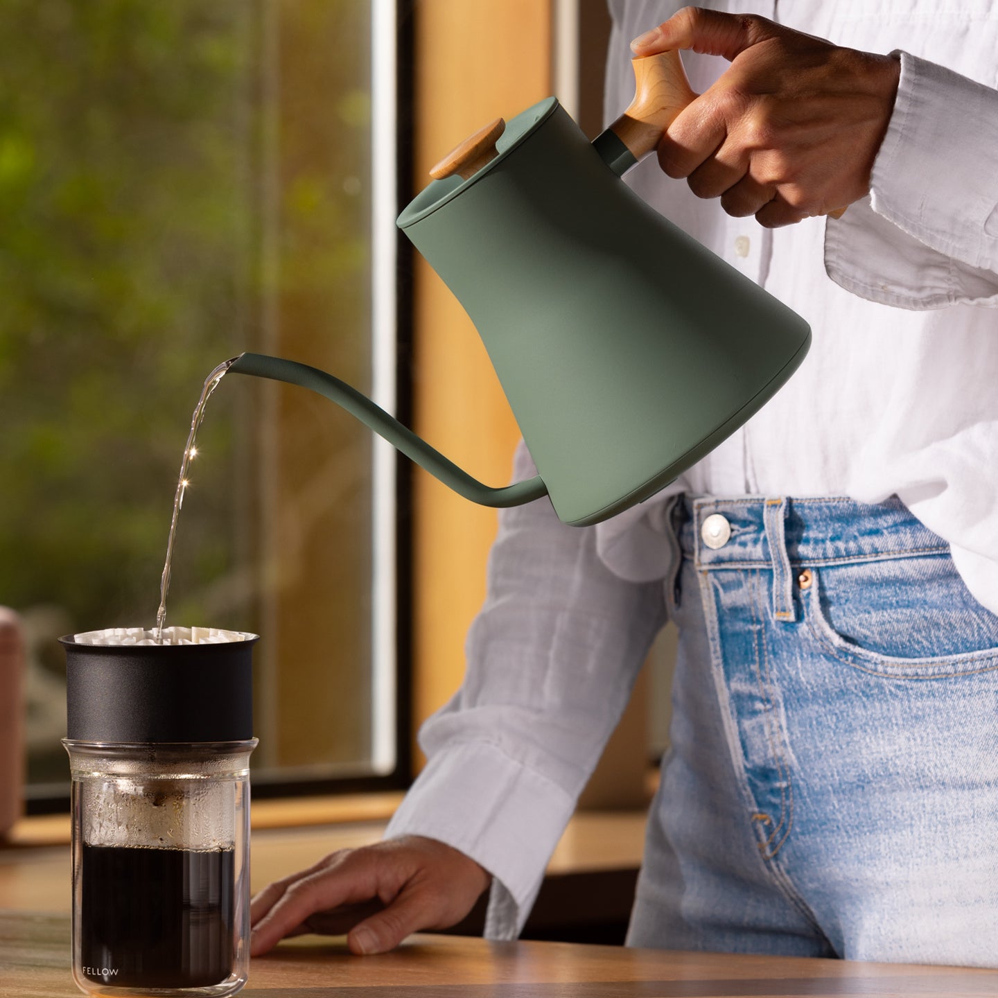 Fellow Stagg EKG Pro Pour-Over Electric Kettle / Smoke Green/Maple ...