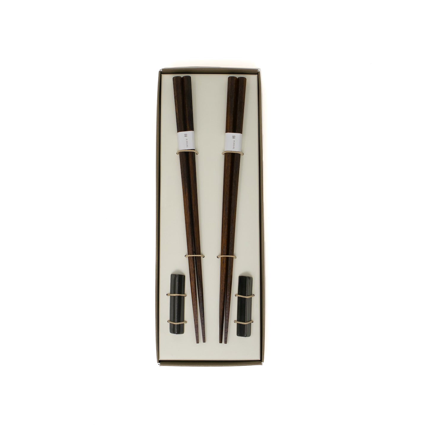 Kawai Japanese Persimmon Wood Chopsticks and Rest / Set of 2 / Black