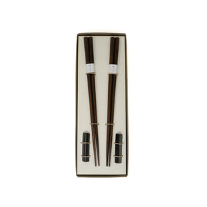 Kawai Japanese Persimmon Wood Chopsticks and Rest / Set of 2 / Black