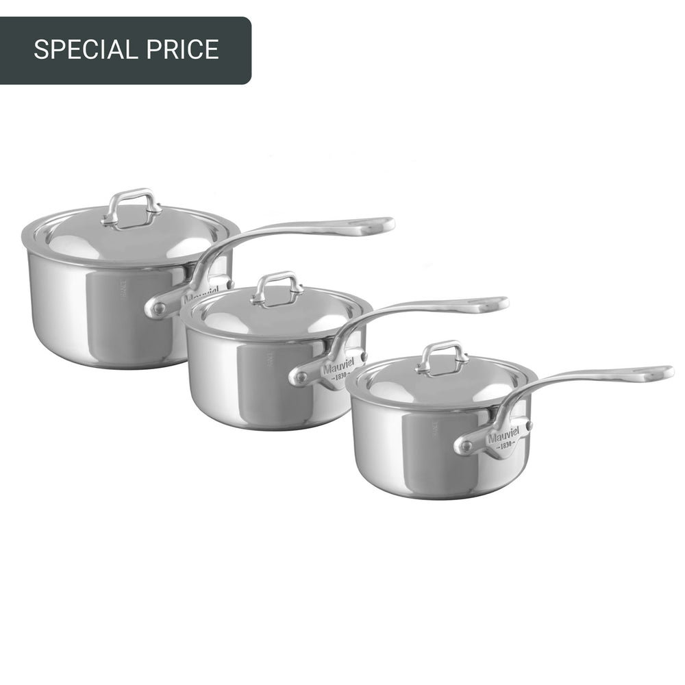 Mauviel M'Cook 3 Piece Saucepan Set with Lids