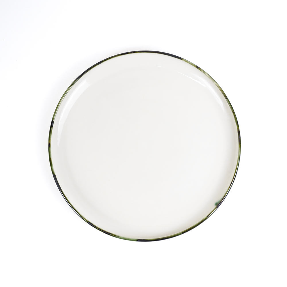 Mihaly & Edit Round Serving Platter / Green Rim