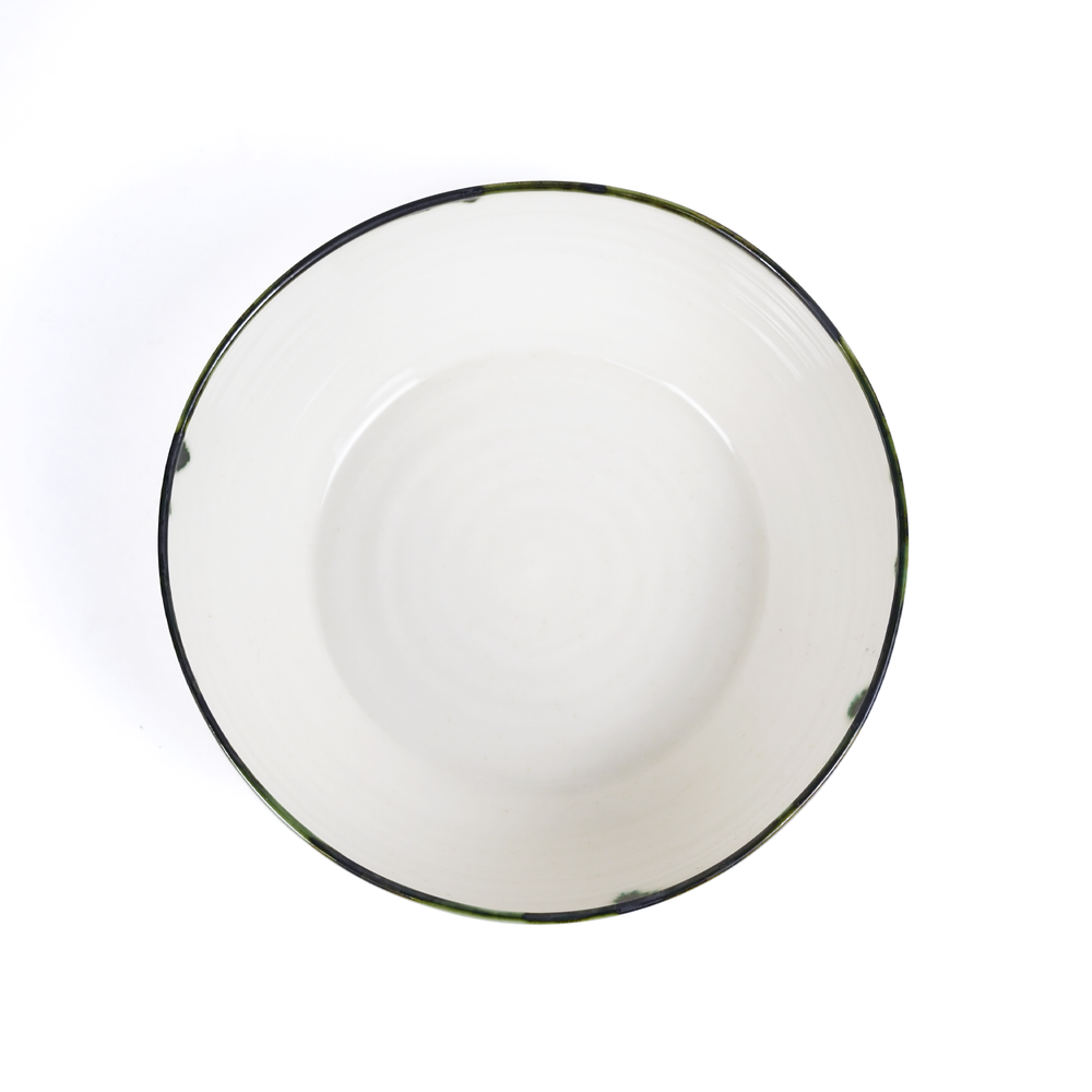 Mihaly & Edit Serving Bowl / Green Rim