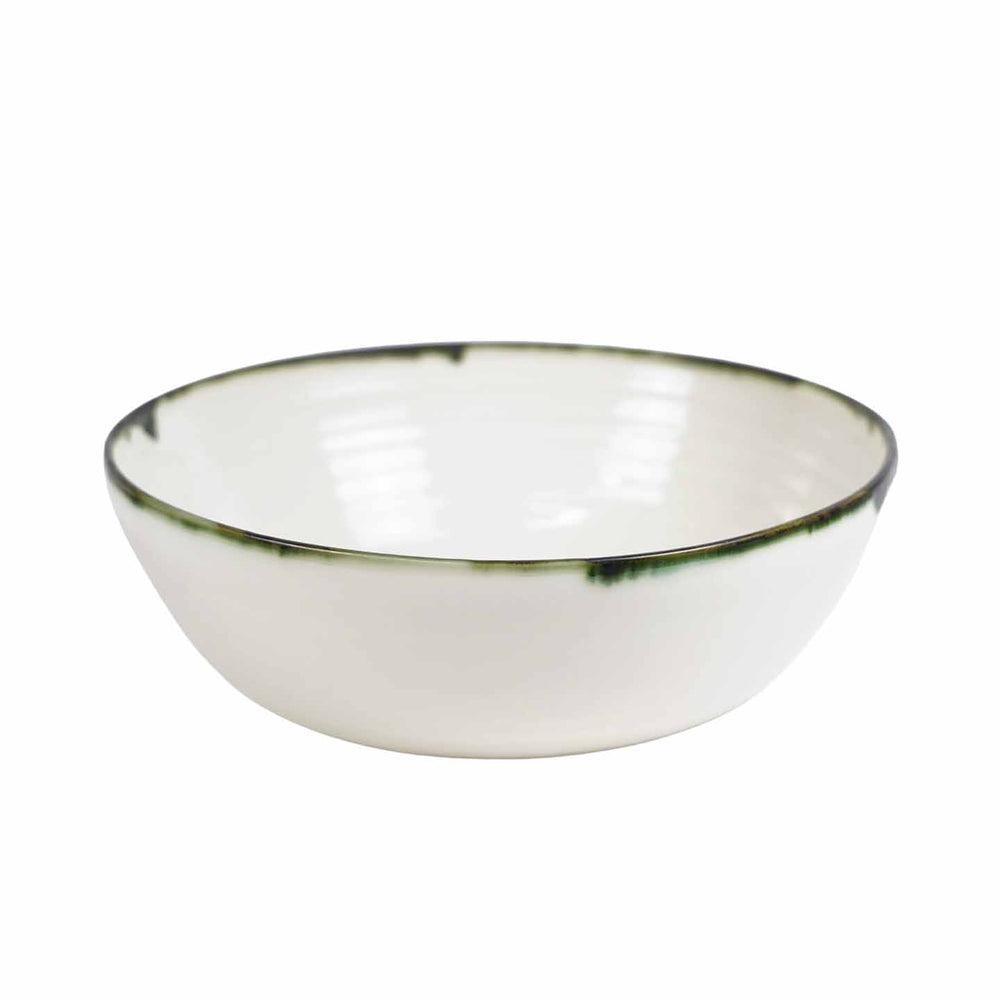 Mihaly & Edit Serving Bowl / Green Rim