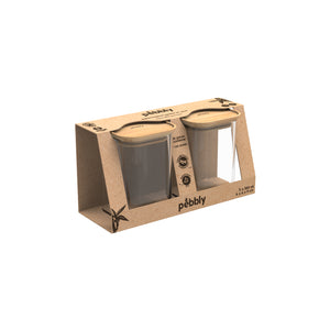 Pebbly Square Canister with Bamboo Lid / Set of 2