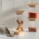 Pebbly Square Canister with Bamboo Lid / Set of 2