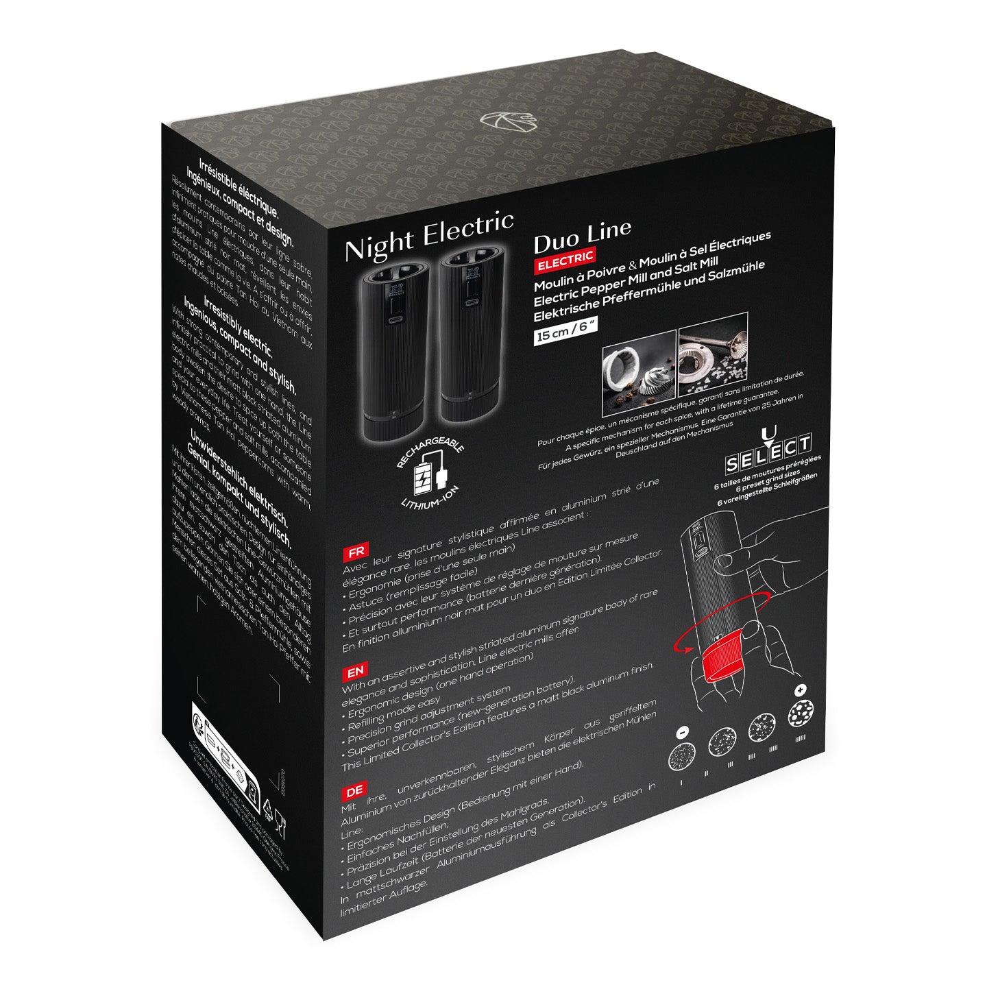 Peugeot Line u'select Z Electric Salt & Pepper Mill Set / Black