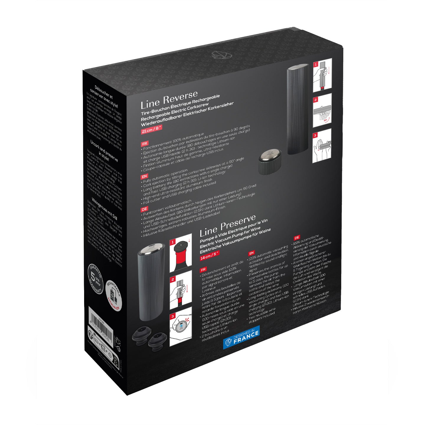 Peugeot Master of Wine Electric Corkscrew & Vacuum Pump Set / Black