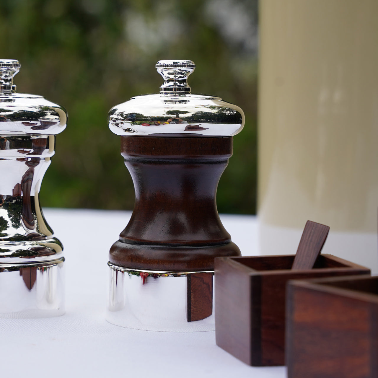 Peugeot Palace Wood / Silver Pepper Mill / 10cm | Borough Kitchen