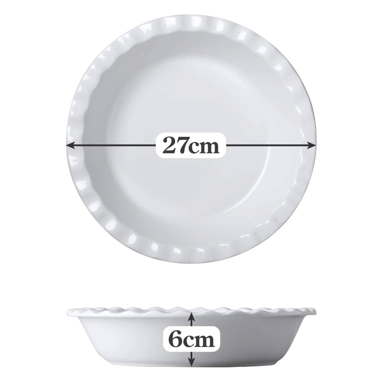 Porcelain Deep Crinkle Pie Dish / 27cm