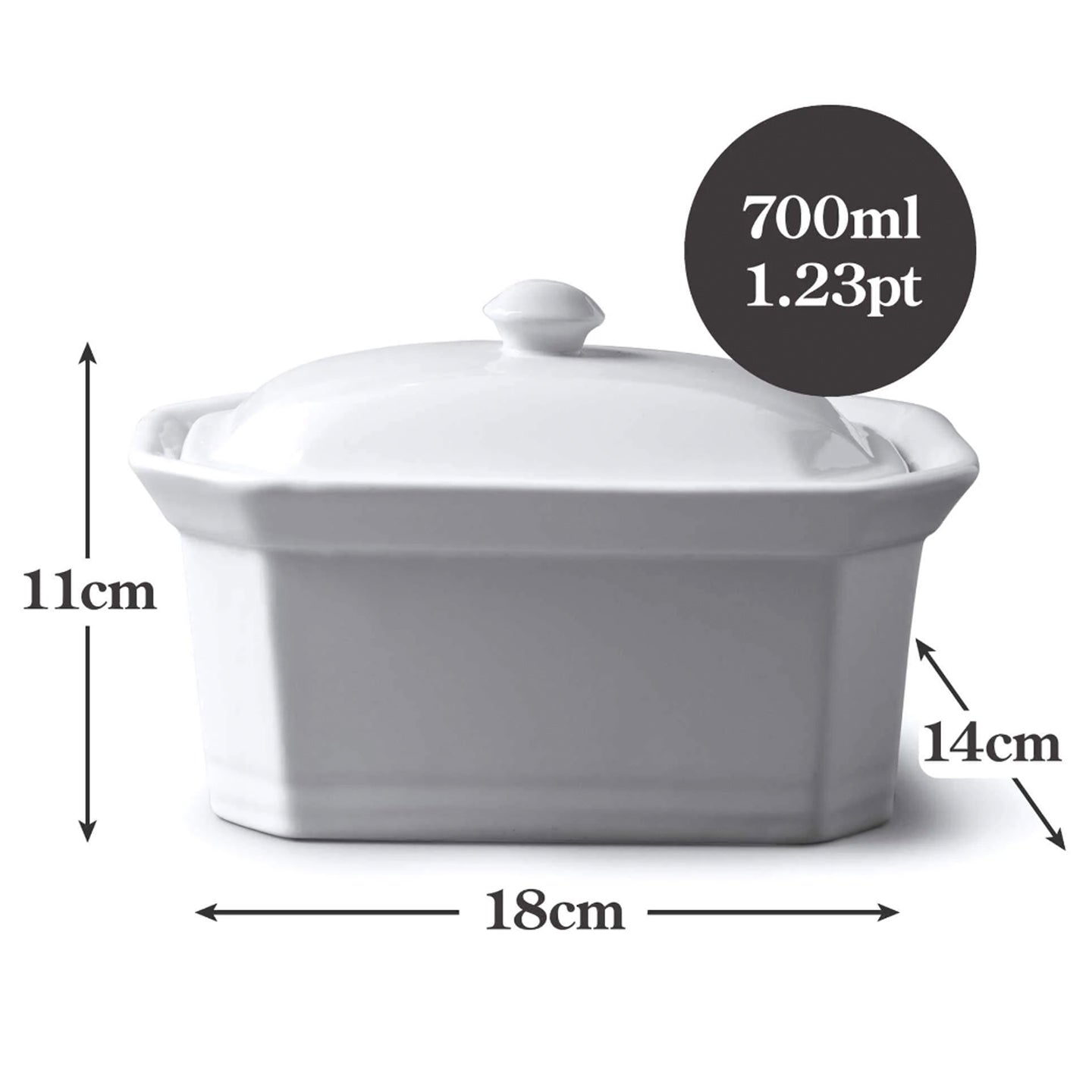 Porcelain Terrine with Lid / Large / 18x11x13cm