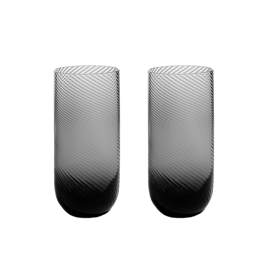Richard Brendon Optic Highball Glass / Set of 2 / Smoke