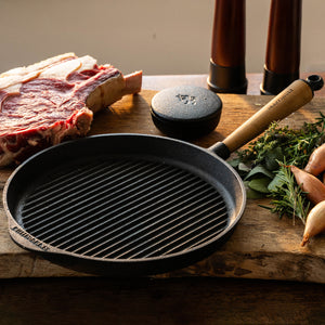 Skeppshult Cast Iron Grill Pan with Walnut Handle