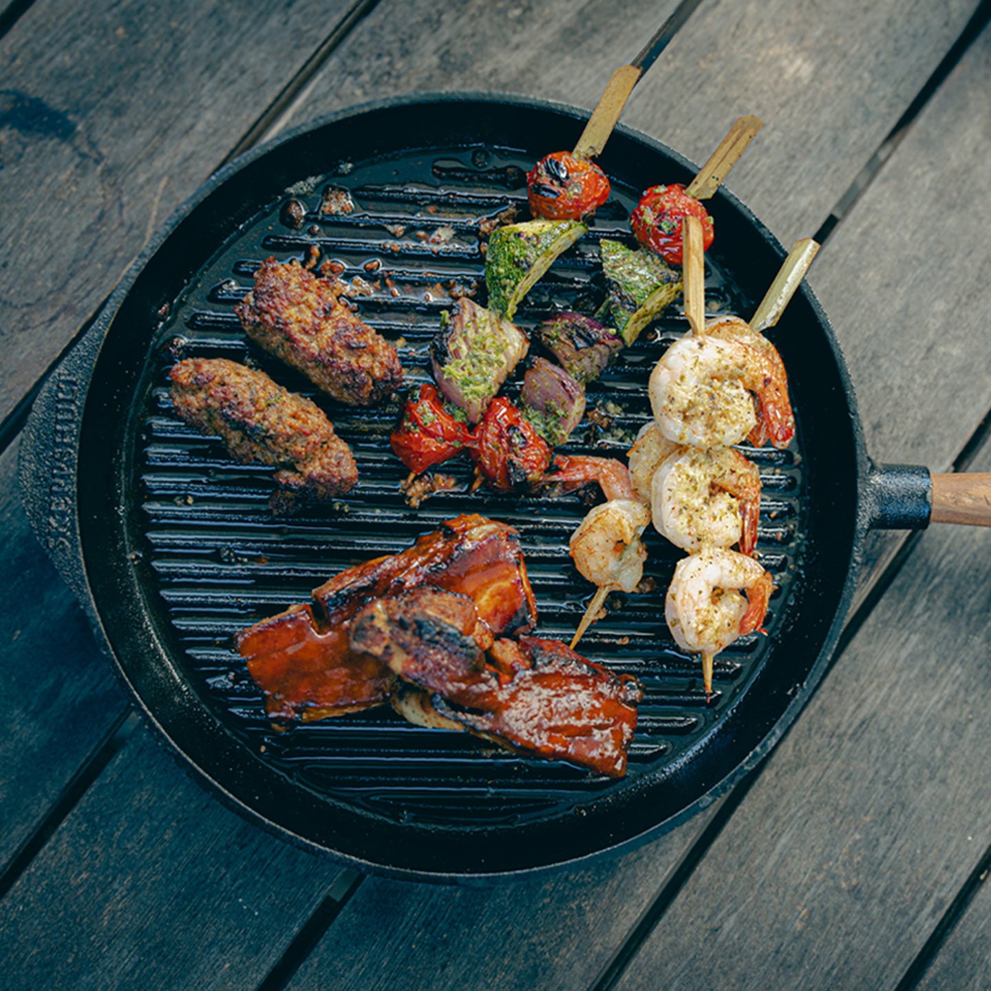 Skeppshult Cast Iron Grill Pan with Walnut Handle