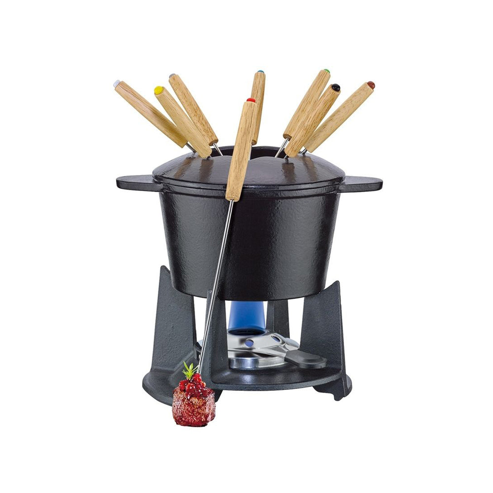 Spring Cast Iron Fondue Set / Black / 16cm