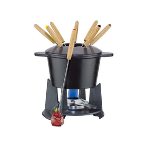 Spring Cast Iron Fondue Set / Black / 16cm