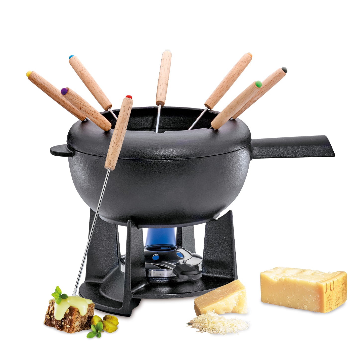 Spring Cast Iron Fondue Set / Black / 20cm