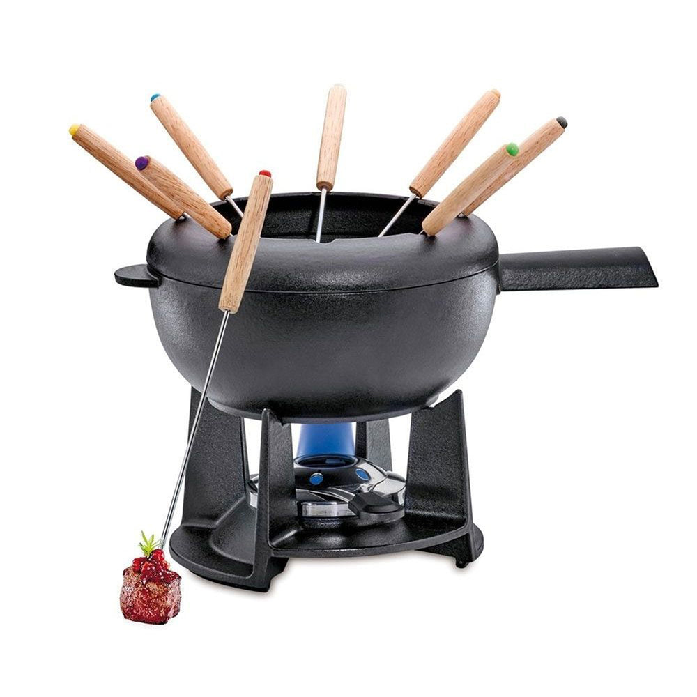 Spring Cast Iron Fondue Set / Black / 20cm