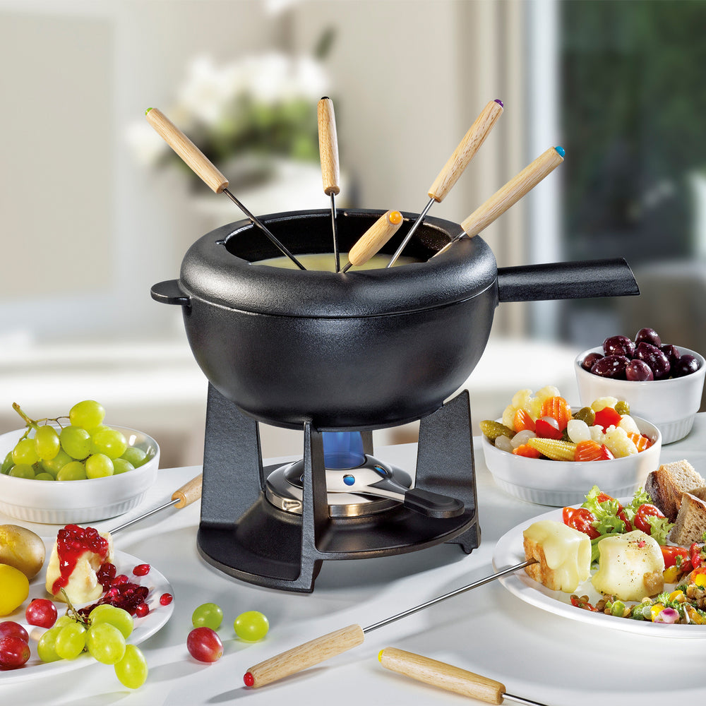 Spring Cast Iron Fondue Set / Black / 20cm