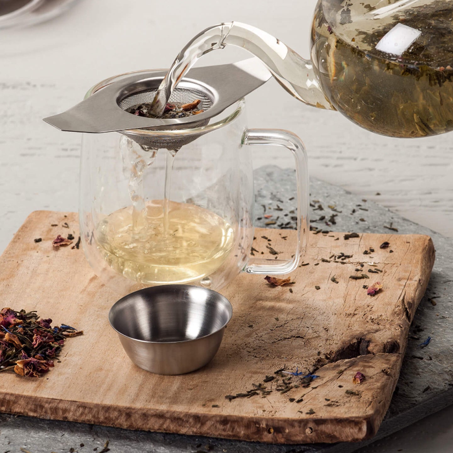 Stainless Steel Tea Strainer with Cup | Borough Kitchen