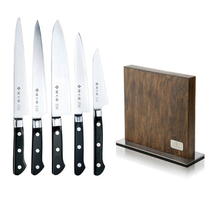 Tojiro Classic 5 Piece Knife Set / Chef's Knife with Magnetic Knife Block / Ash