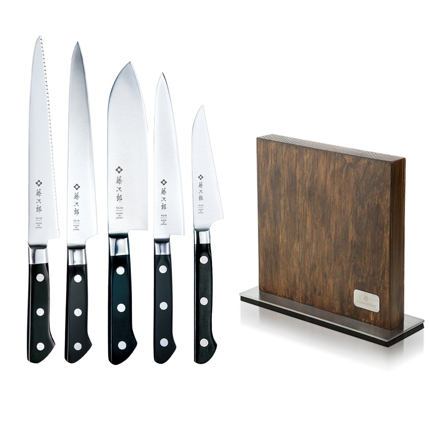 Tojiro Classic 5 Piece Knife Set / Santoku with Magnetic Knife Block ...
